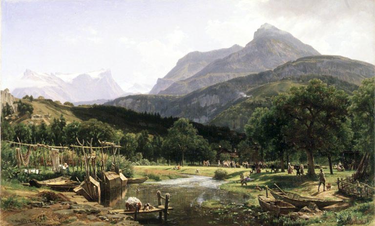 Worthington Whittredge View Near Brunnen on Lake Lucerne